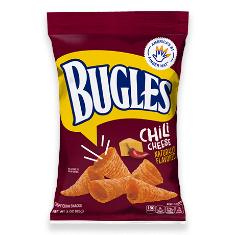 Bugles Chili Cheese flavor front of pack