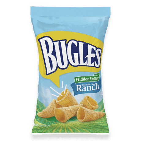 Bugles in Hidden Valley Ranch flavor, front of pack